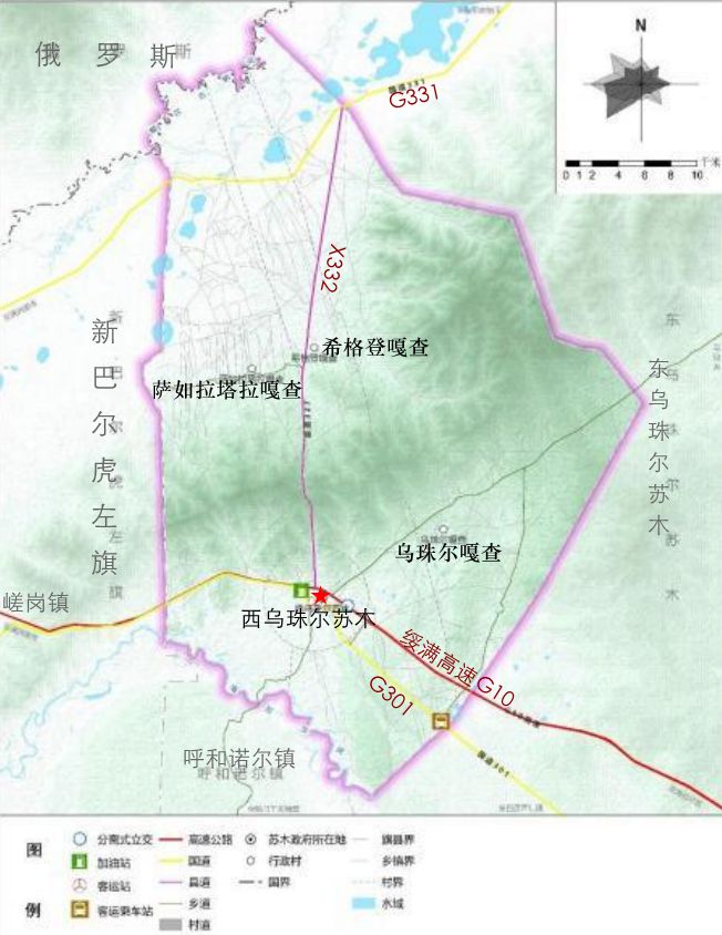 西乌珠尔苏木地图